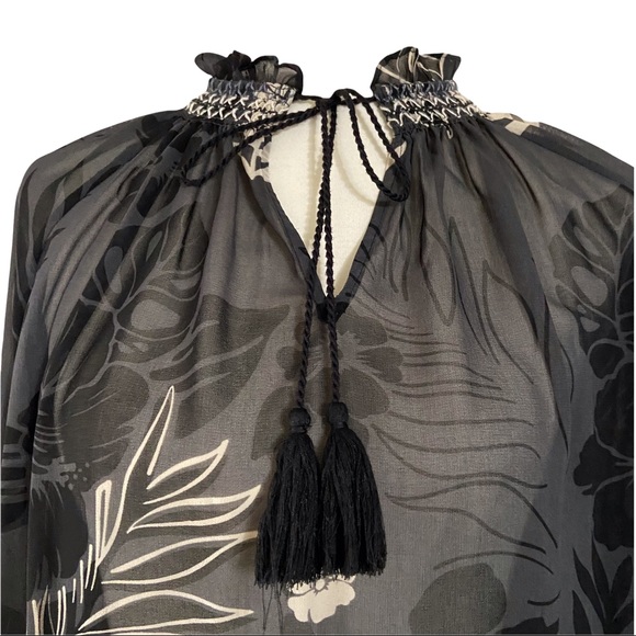 CABI #5597 Sheer Tropical Aloha Peasant Blouse Size Small - Picture 8 of 12
